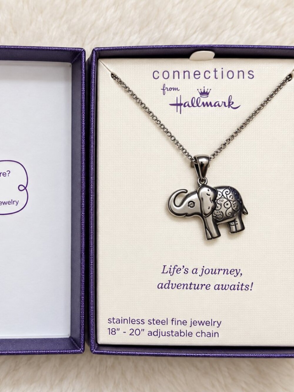 Connections From Hallmark Elephant Necklace Stainless Steel 18-20" New in Box